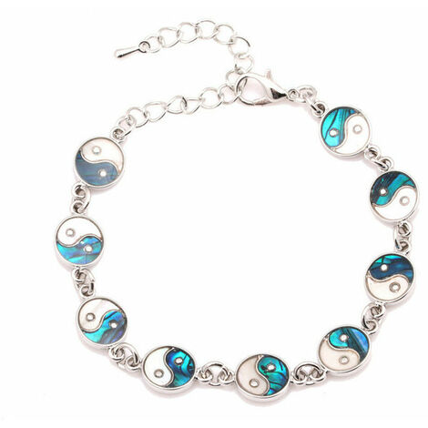 Taiji Yin Yang Bagua Bracelet Abalone Shell Bracelet DIY À La Main Personnalisé Chaîne Bracelet Bijoux Pour Femmes Filles Cadeaux