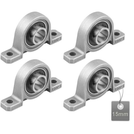 (Taille : 15mm,KP002)4 Pièces Roulements de Bloc d'oreiller, Palier Roulement, Roulements à Billes, Roulements Alliage de Zinc, Paliers a Semelle, Roulements à Billes, avec Base en fonte solide