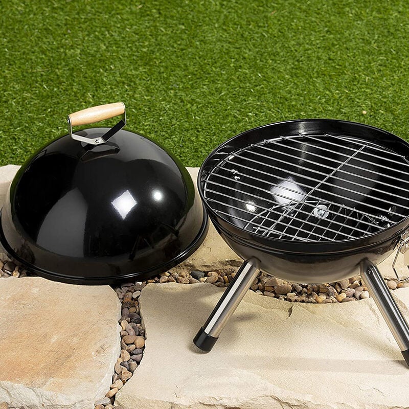 Barbecue à Charbon de Bois,31×31×41cm,Portable Démontable pour Barbecue extérieur de Jardin Camping et Pique Nique,Noir