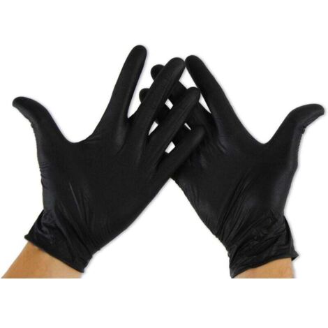 Taille Gants en nitrile (paquet de 100), Gants sans latex, Gants en nitrile (sans latex) M Noir