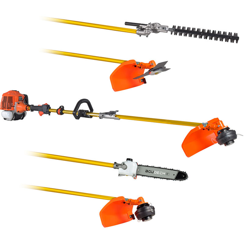 Boudech - Débroussailleuse multifonction 5 en 1 essence thermique 62cc taille-haie pour scie à chaîne certifié CE