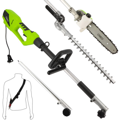 Oxeo – Taille-haie élagueuse électrique 900W – Longueur de coupe 41cm – Rallonge 50cm – Double lame mobile pour coupes précises