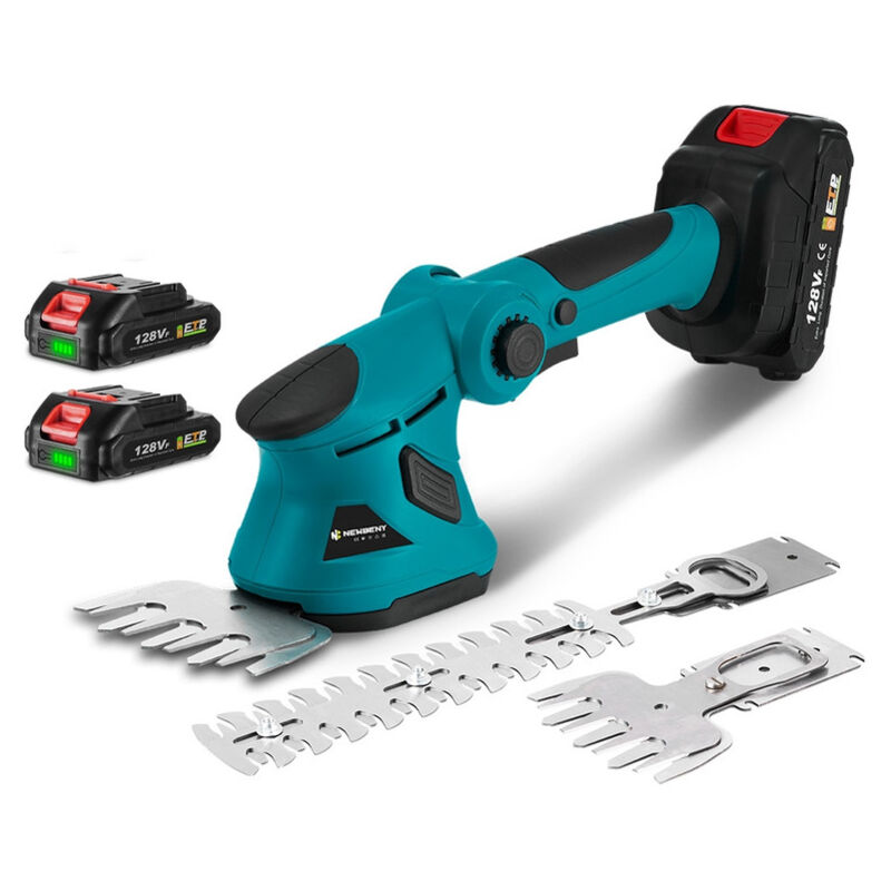 Taille-haie électrique 2 en 1, 21V longueur de coupe 220 mm, Largeur de coupe 60mm,Avec 2 batteries et chargeur