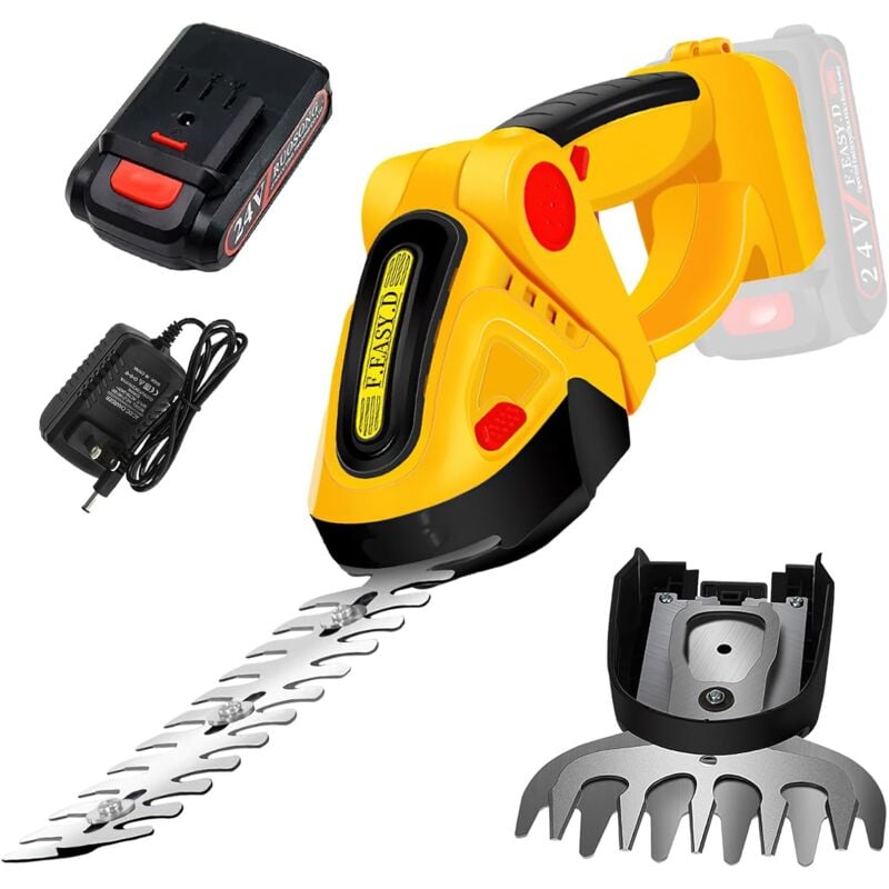 Taille-haie électrique, sécateur électrique sans Fil 24 Volts, sécateur léger pour Couper et tondre Les pelouses