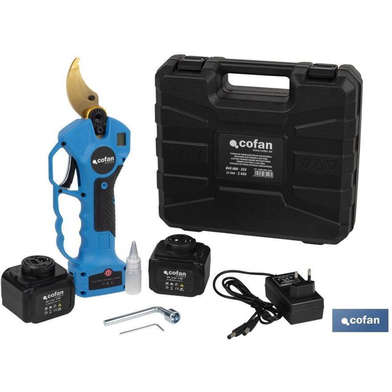 Sécateur électrique avec batteries Ø40 mm Li-Ion 25v 2ah