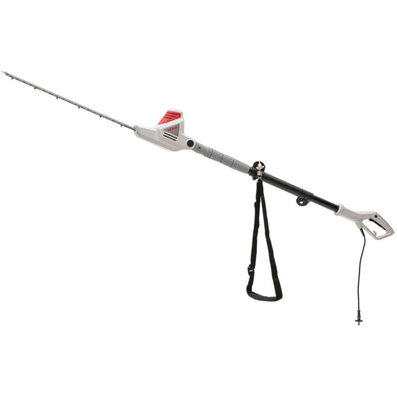 IKRA Taille Haie T&eacute;lescopique filaire 600W - Lame de coupe 59 cm Coupe 51 cm Taille Haie sur perche r&eacute;glable 1.95 - 2.40 m 