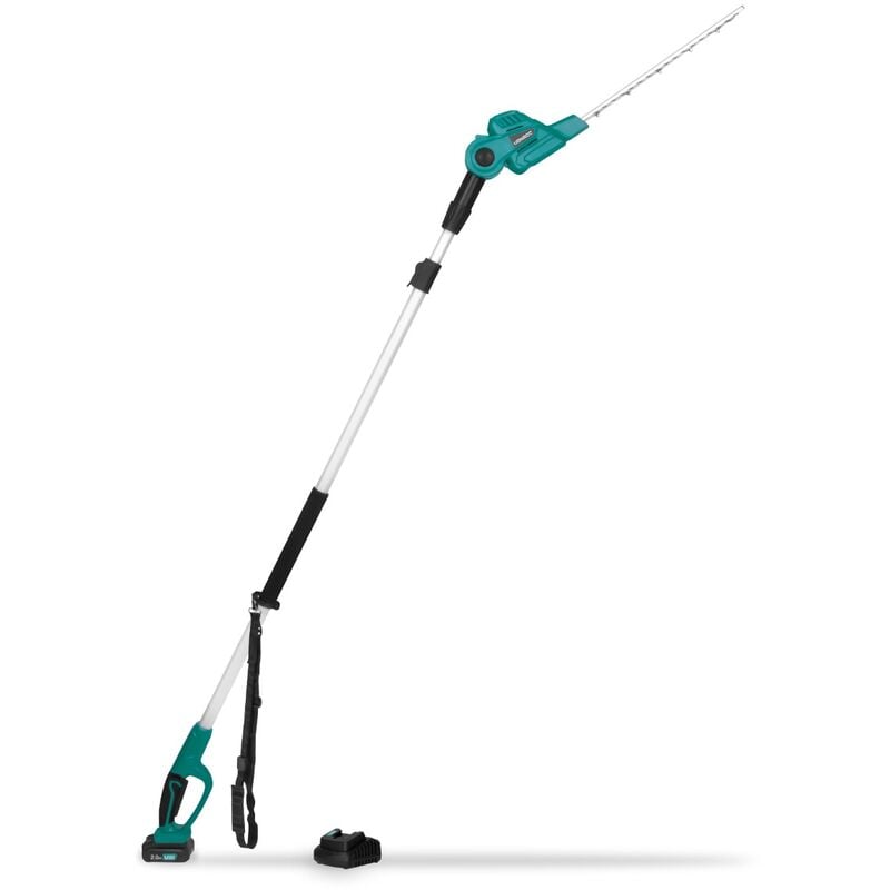 Taille-haie télescopique 20V - Lame inclinable - Perche extensible (200-260 cm) – 1 batterie 2.0ah et chargeur inclus