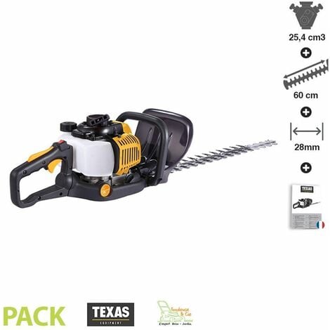 Taille haies 2 temps 22,5cm3 lame 60cm poignée tournante 180° Texas HTD2600