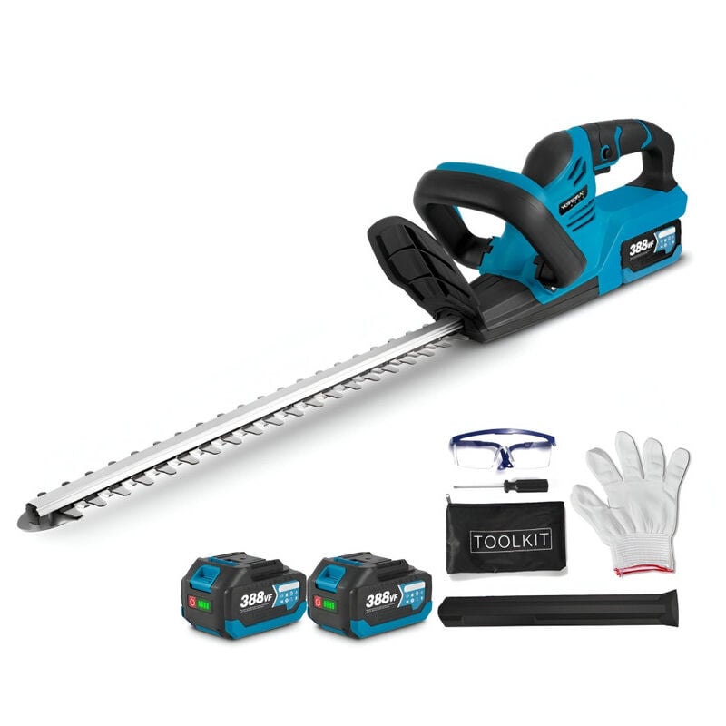 Taille-haies électrique 18V,longueur de coupe 51cm, pas de la lame 1.5 cm - Avec deux batteries et un chargeur