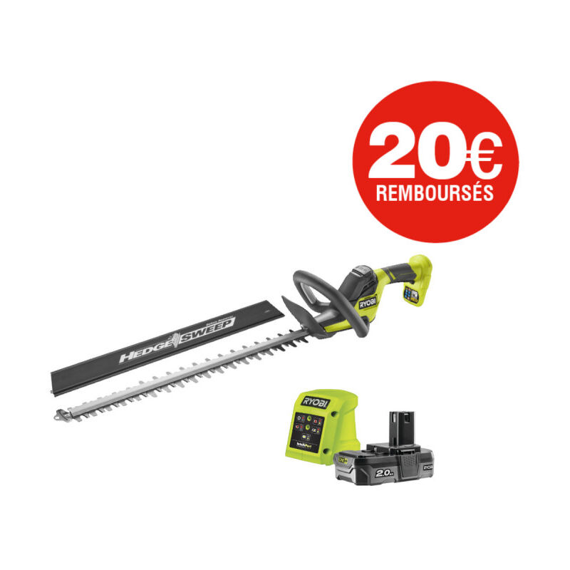 Taille-haies Ryobi 18V One+ - 1 batterie 2.0Ah - 1 chargeur - RY18HT55A-120