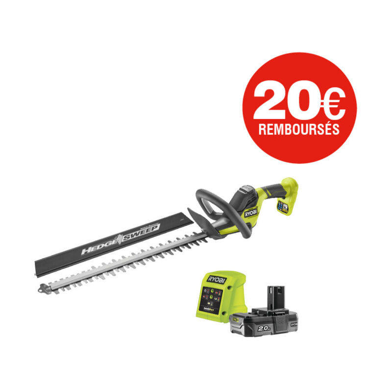 Taille-haies Ryobi 18V One+ - linea - 50 cm - 1 batterie 2.0 Ah - 1 chargeur - RY18HT50A-120