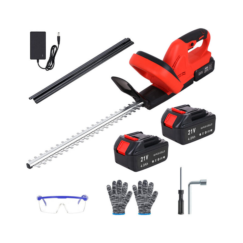 Magicfox - Taille-haies sans fil 48cm - avec 2 Poignées et Garde, avec 2 batteries 21V - Taille Haie Electrique Robuste et Léger pour Coupe Haies et