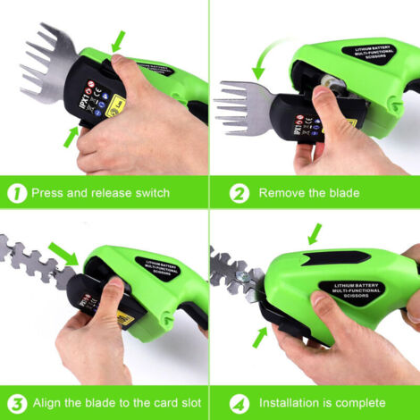 Taille-Haies sans Fil 2 en 1 avec Lame 7.2V – 2 têtes Taille-Haies et Coupe-Herbe léger, Batterie lithium 2000mAh USB-C, pour Jardin et Terrasse