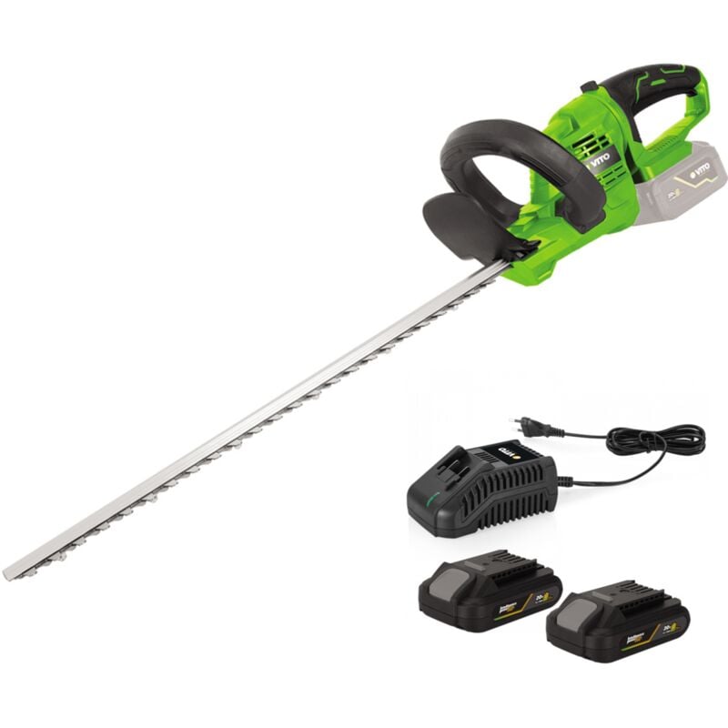 Taille Haies sans fil 20V Lame 51Cm + 2 Batteries lithium 2AH + Chargeur Rapide VITO