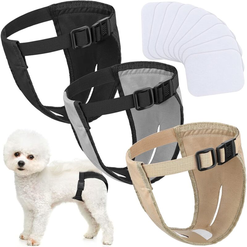 Taille: L Paquet de 3 Couches pour Chien Culottes Menstruelles pour Chien Femelle Pantalon pour Chien Hygiénique Physiologique Réglable Lavable en