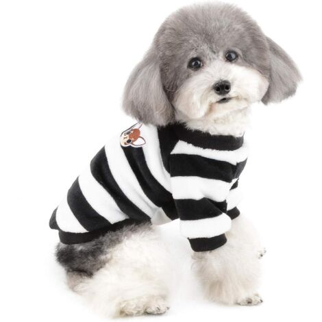 (Taille S) Pull polaire d'hiver pour petits chiens, chaud et rayé