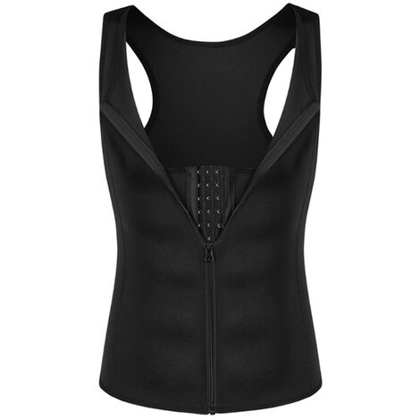 Taille Trainer Gilet pour Hommes Body Shaper Taille Trimmer Réglable Sauna Débardeur Workout Shirt Noir