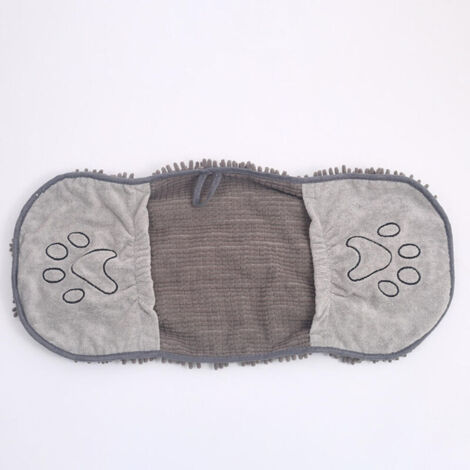 taille XL 80 x 35 cm pour toutes les races，Serviette de séchage de qualité supérieure pour chien   Microfibre chenille super absorbante avec poches pour les mains, séchage rapide