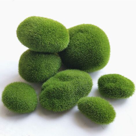 Tailles Assorties de Mousse, Morceaux de Fausses Pierres, Boules Vertes Artificielles, Artificielle Herbe Mousse Pierres, Vert Mousse Boules pour Vivarium/Vases/Jardin Féerique