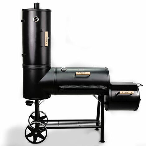 TAINO CHIEF 130 KG Smoker BBQ Grillkamin Räucherofen Holzkohle Grill 3,5mm Stahl