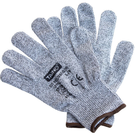 TAINO Gants de protection anti-coupures classe 5 EN388 Lot de 2 tailles M et L - Gris