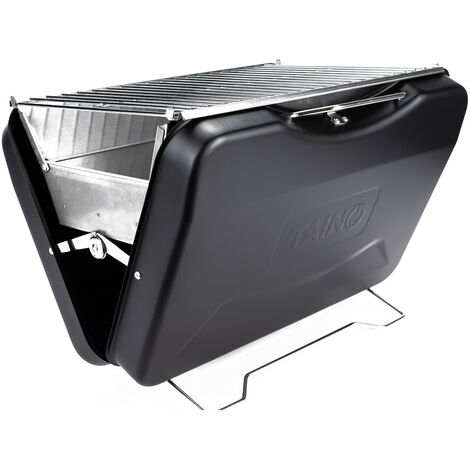 Taino – Barbecue charbon de bois compact valise – 45,5 x 31,5 x 30 cm – Grille chromée 24 x 40 cm – Léger 3,5 kg pour camping et extérieur
