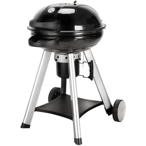 Taino – Grill bouilloire à charbon 57 cm – Couvercle rabattable avec charnière – Acier émaillé – Thermomètre intégré – Grille de maintien au chaud