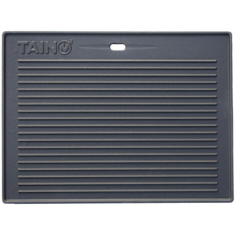 Taino – Plaque de gril réversible en fonte 41,5 x 31 cm – Côté cannelé et lisse – Pour viande, poisson et légumes – Compatible barbecue à gaz