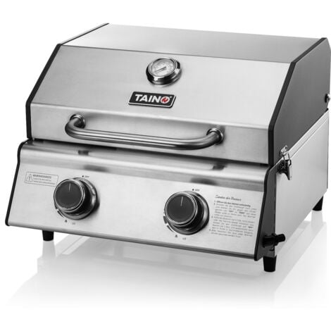 TAINO PLATINUM COMPACT Tischgrill 2 Brenner Gasgrill Edelstahl Kompakt Camping BBQ