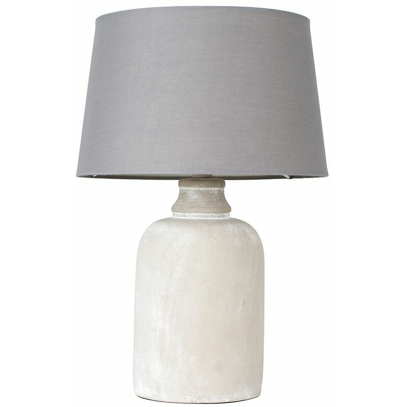 Cement Base Table Lamp Grey Light Shade - No Bulb