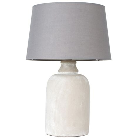 Taite Modern Cement Effect Table Lamp with Grey Fabric Shade