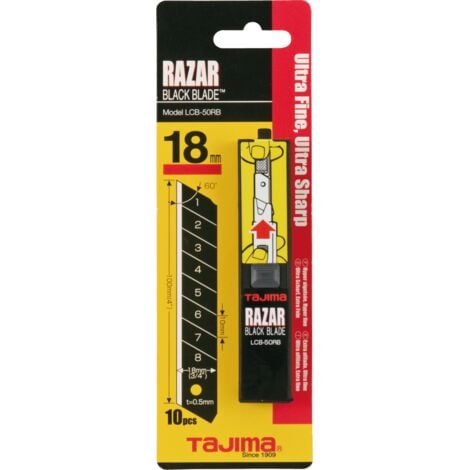 Tajima Razar Black Cutterklingen 18 Mm Spender Mit 10 Klingen Sb-Karte