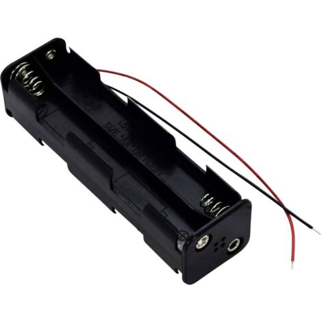Takachi SN38A Support de pile 8x LR6 (AA) raccordement par fils (L x l x H) 107.9 x 31 x 28 mm - noir