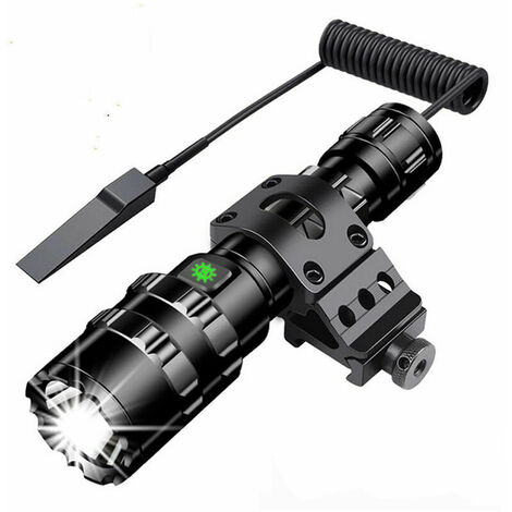 Taktische Taschenlampe 3000 Lumen Superhelle L2 USB wiederaufladbare LED-Taschenlampe 5 Beleuchtungsmodi Picatinny-Schienenhalterung und Druckschalter für das Angeln im Freien [Energieklasse A+++]