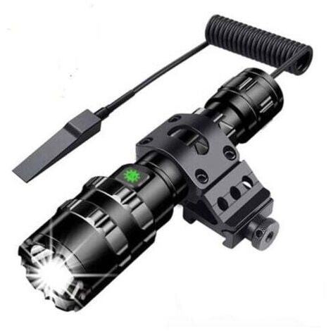 Taktische Taschenlampe, ultrahelle 3000 Lumen L2 LED-Taschenlampe, wiederaufladbar über USB, 5 Beleuchtungsmodi, Picatinny-Schienenmontage und Druckschalter zum Angeln im Freien  FLITI