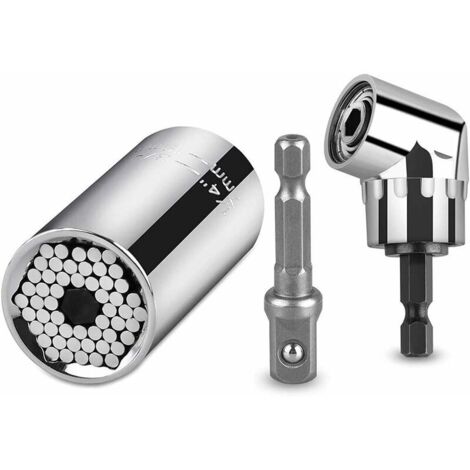 Taladro angular de 105 grados + vaso universal, adaptador multifuncional profesional para taladro eléctrico, llave de carraca, vasos universales de 7 mm a 19 mm, herramientas de reparación, regalos