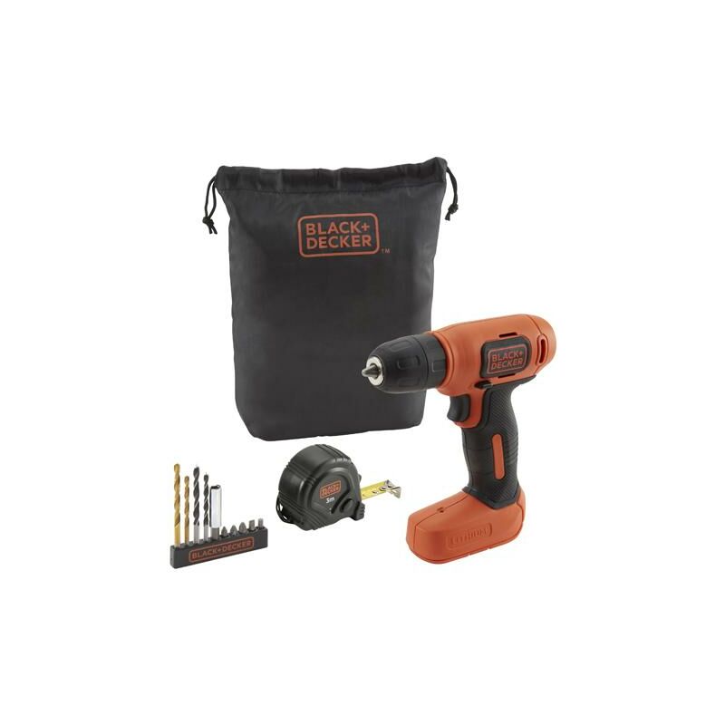 

Black+decker - Set Taladro atornillador 7.2V + accesorios + bolsa de transporte Black & Decker