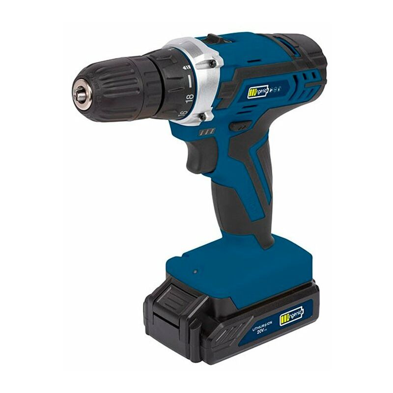 

Taladro atornillador de 20V + 74 acc. + 2 baterías Ingenio