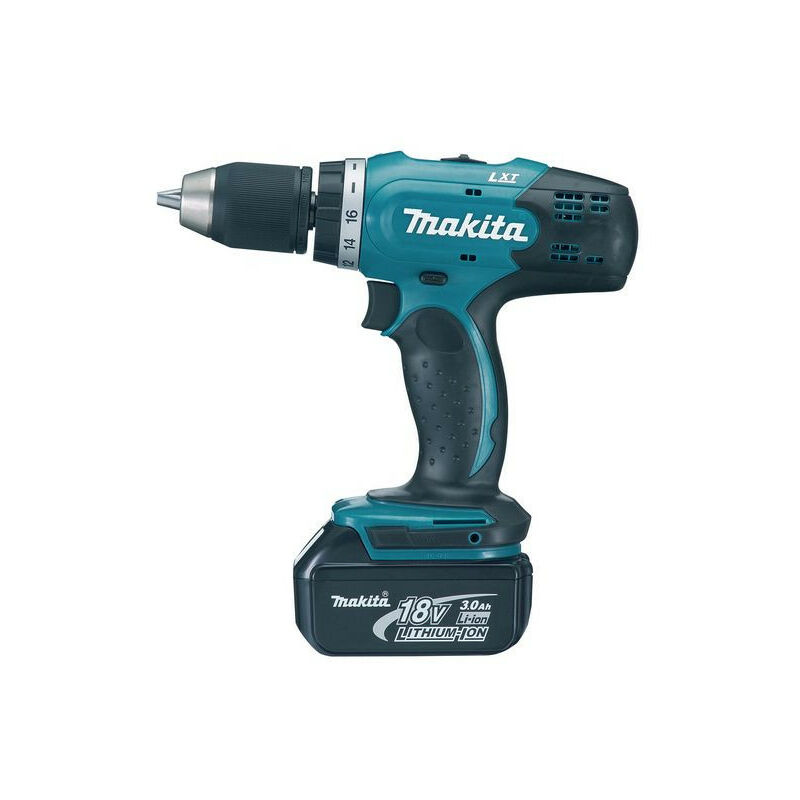 

p>Makita - Taladro atornillador a batería de Li-Ion de 18V 3.0Ah - DDF453RFE