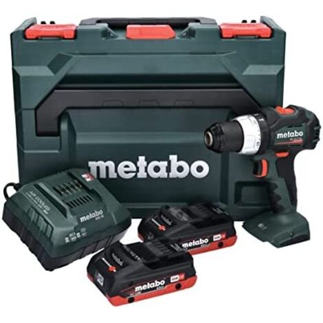 Taladro atornillador a batería Metabo BS 18 LT BL de 18 V y 75 Nm sin escobillas (602325800) + 2 baterías de 4,0 Ah + cargador + metaBOX