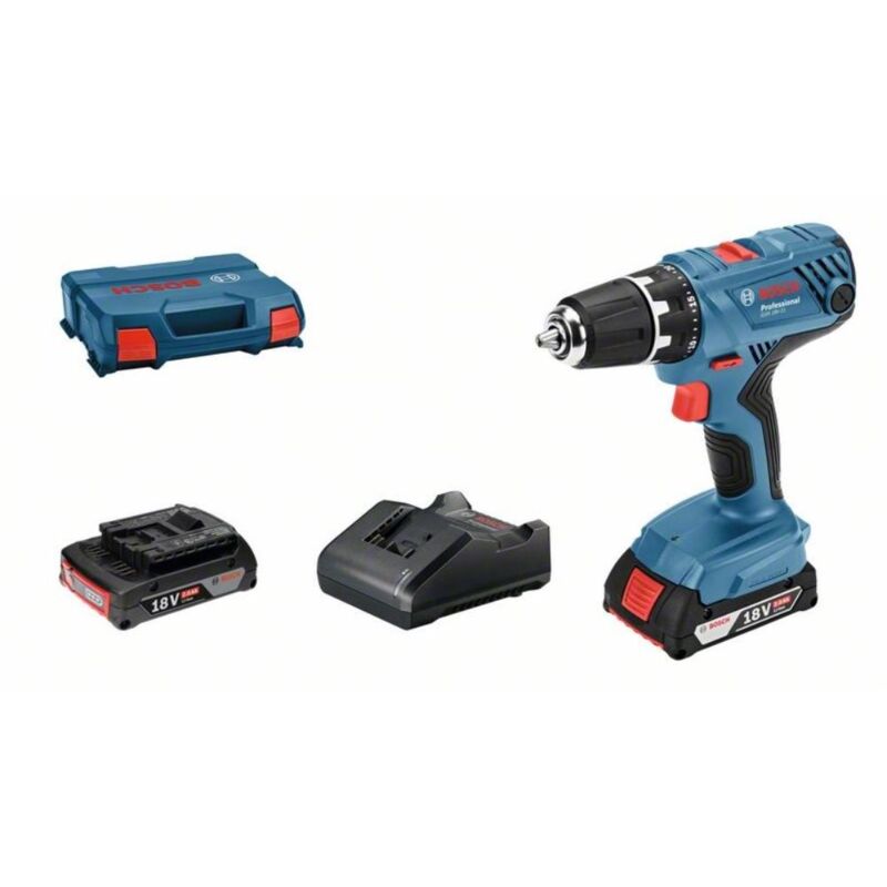 Taladro atornillador 18V BOSCH GSR 18V-21 - 2 baterias Li-Ion 2Ah + cargador + maletin L-Case - 06019H100A