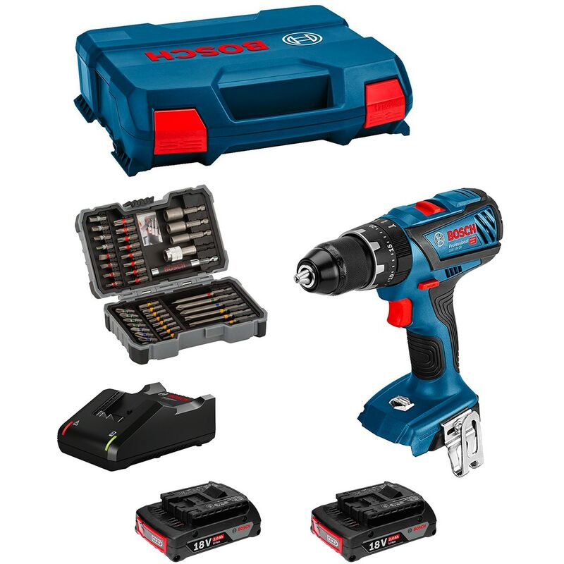 

Taladro Atornillador BOSCH GSR 18V-28 (2 x 2,0 Ah + GAL 18V-40 + L-Case) + Set de 43 puntas