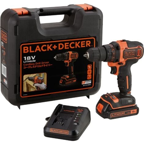 BLACK & DECKER Taladro atornillador de 18V y 2 velocidades en maletín con batería de 1,5Ah y cargador - BLACK+DECKER BDCDD186K-QW