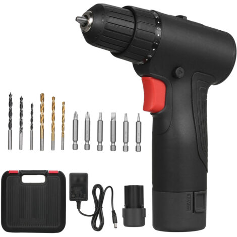 Taladro atornillador inalámbrico sin escobillas de 12 V - Kit completo con 2 baterías de 1,5 Ah, 38 Nm, 1900 RPM, 20+3 posiciones