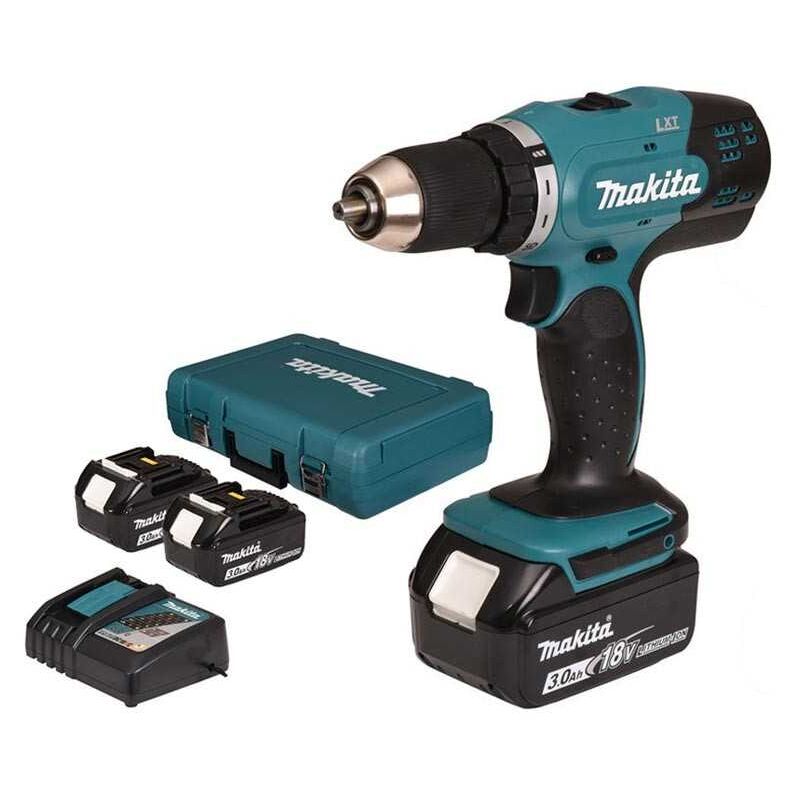 

Taladro atornillador MAKITA 18V 3.0Ah + 3 Baterías, cargador, en caja - DDF453SFE3