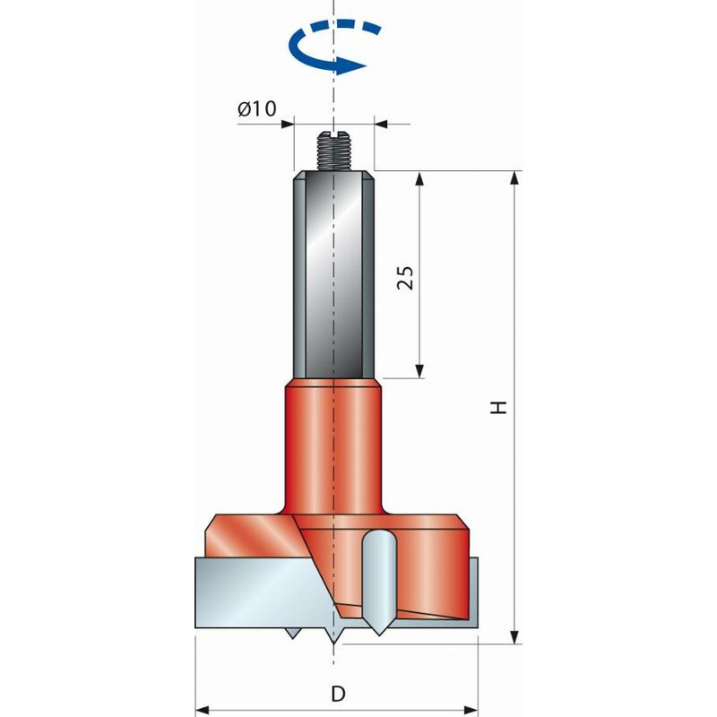 Freud - Taladro bisagra Ø35 H57,5 Q10x25 Z2+2 - F03FA01806 -PC04MS 353