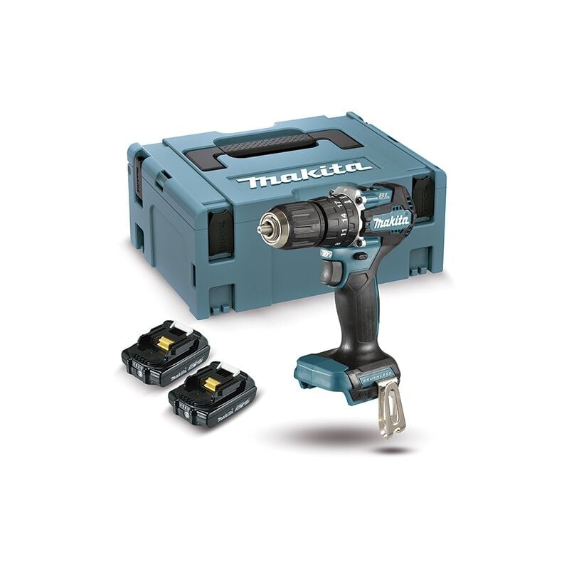 

Makita - Taladro combinado BL 18V 2,0 Ah LXT 40 Nm DHP487RAJ 2 baterías 2,0 Ah, cargador rápido y maletín Makpac
