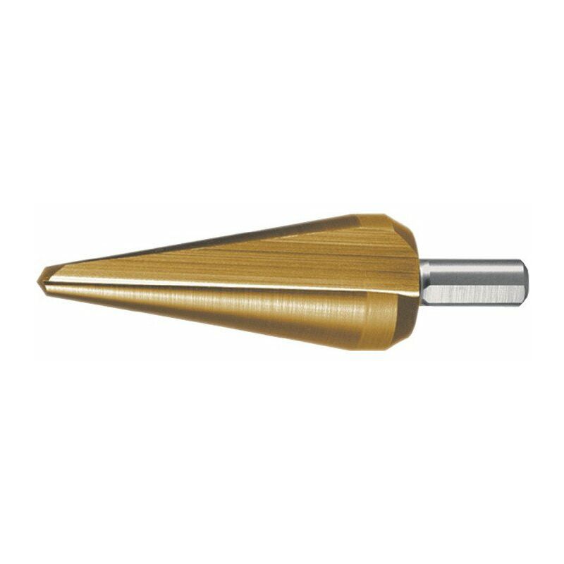 

Taladro cónico para chapa, diámetro de taladro 5-22.5mm HSS TiN total L.79mm Z.2 RUKO