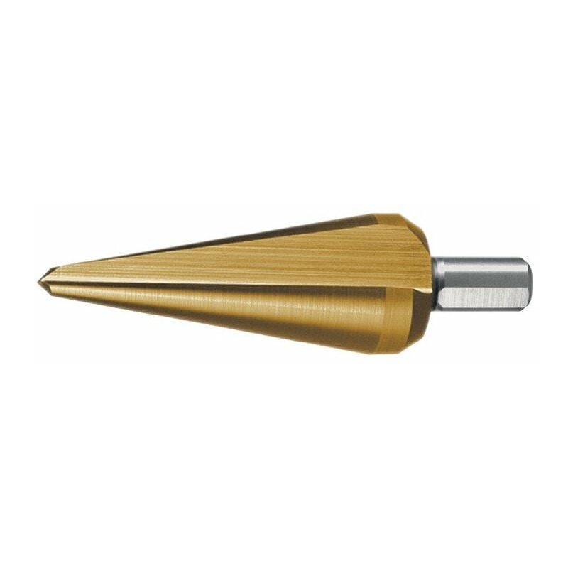 

Taladro cónico para chapa, diámetro de taladro 5-25,4mm HSS TiN total L.87mm Z.2 RUKO