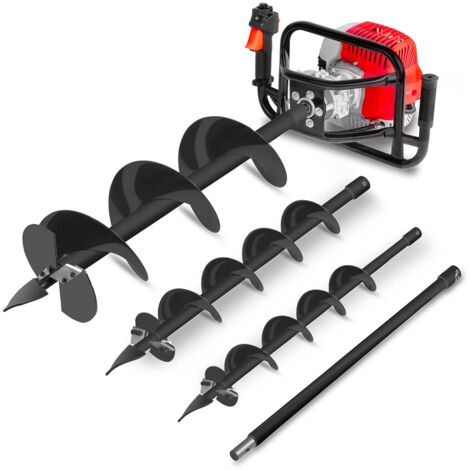 Taladro de tierra Ahoyador 75cc 5,2cv +3 brocas 90-150-200mm + alargo -GREENCUT